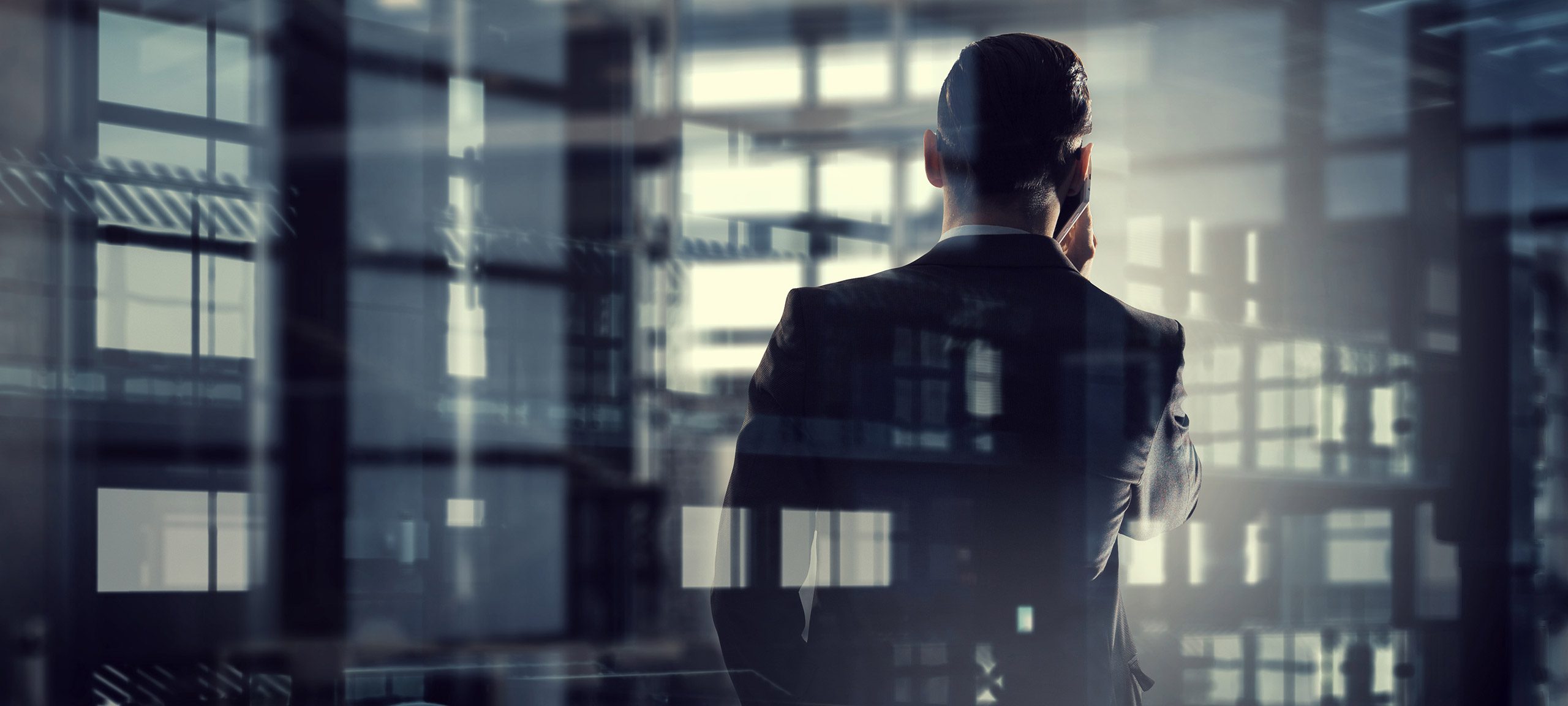 A man holds a conference call